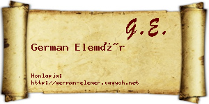 German Elemér névjegykártya
