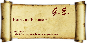 German Elemér névjegykártya